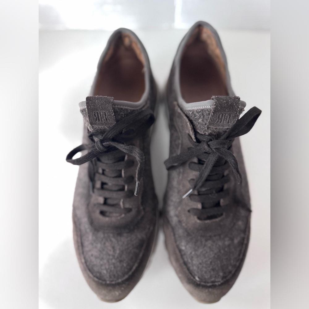 Fabiano Ricci Sneakers Brown Knit Calf Suede Stretch Wool Shoes Mens Size 43 - Picture 3 of 12